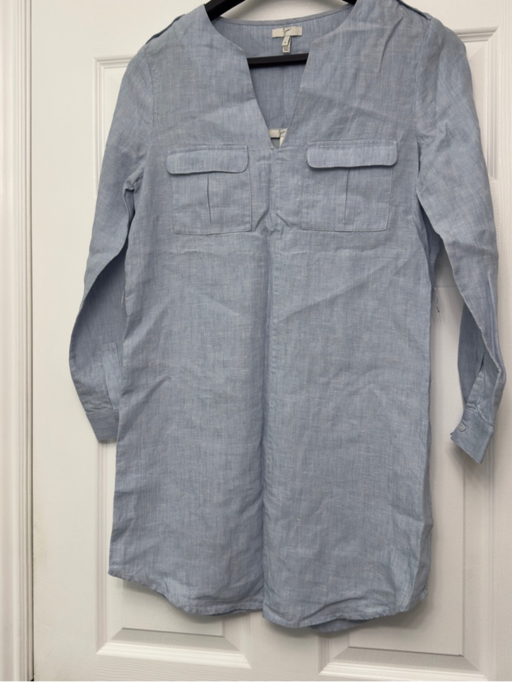 Joie Light Blue Linen-Blend Tunic Shirt dress size small